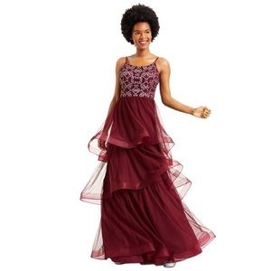 Glamorous layered skirt prom dress, never before worn, sparkly stitched bodice